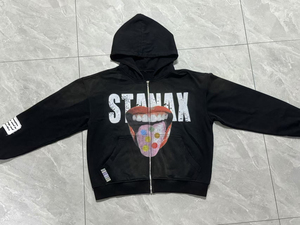 Sudadera con Capucha Personalizada para Hombre, Estilo Vintage, Corte Regular, Cierre Largo, 100% Algodón, Transpirable para Verano, Felpa, Bordada, Lavado Ácido, Desgastada, Protección Solar - Product Image 2