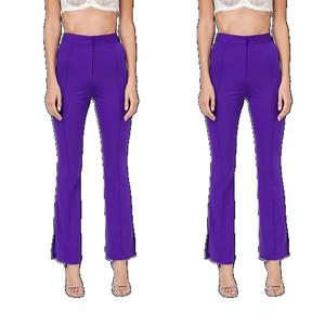 Femmes décontracté solide respirant coton mélangé pantalon pantalon nouveau haut pleine longueur droite conception taille élastique pour le printemps - Product Image 1