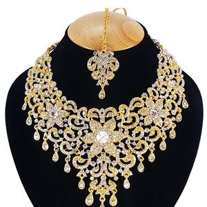 Ensemble de bijoux de style vintage en alliage de zircon cristal, design floral, collier, boucles d'oreilles, coiffe, pour femmes, fiançailles, mariage, anniversaire - Product Image 2