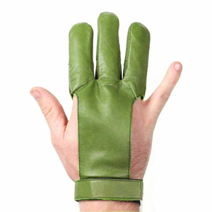 Gants de tir à l'arc en cuir à demi-doigts noirs, protège-mains à trois doigts pour arc, unisexe, légers, pour la chasse et l'entraînement en extérieur - Product Image 1