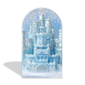 Traumhaftes Schloss-Hintergrundbild Blaue Märchenwelt Eis- und Schneewelt Fotohintergrund für Geburtstag Stoffbezug Dekoration für Party-Events - Product Image 2