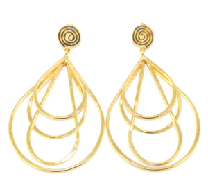 Pendientes de gota de moda contemporánea con diseño a cuadros, de cuarzo hidrotermal, en forma de pera, chapados en oro de 24K sobre latón, al por mayor para mujer - Product Image 1