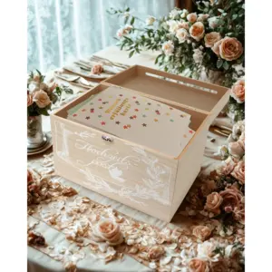 Boîte en bois pour numéros de table et cartes de placement post-cérémonie de mariage - Product Image 4