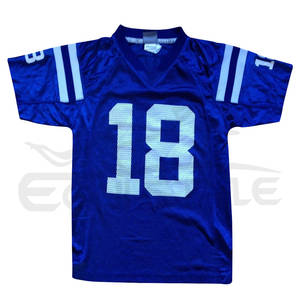 Venta al por mayor de uniformes de fútbol americano sublimados azul malla Jerseys XXL letra personalizada impresión bordado a granel equipo de fútbol desgaste - Product Image 1