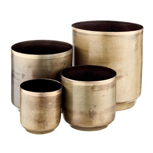 S/2 Macetas de metal sólido Diseño Premium Uso en interiores o exteriores para plantas verdes Decoración del hogar Macetas y macetas con diseño martillado - Product Image 2