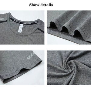 เสื้อยืดฟิตเนสเข้ารูปสำหรับผู้ชายเสื้อยืดสำหรับใส่ไปยิมผ้าฝ้ายออร์แกนิกออกแบบได้เอง - Product Image 3