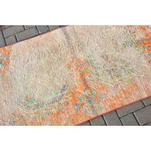 2.8x8.4 ft <b>Runner</b> Turkish <b>Rug</b>, Orange Solid Vintage <b>Rug</b> - Product Image 5