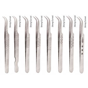 Pincettes d'extension de cils couleur argent à motifs différents - Product Image 1