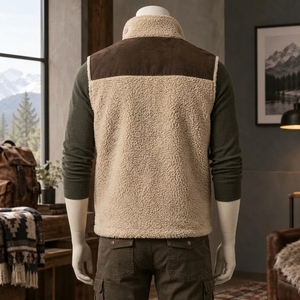 Gilet en sherpa pour homme, fabriqué avec un tissu polaire doux, construction isolante et chaude, fermeture éclair sécurisée et coupe confortable pour l'extérieur - Product Image 2