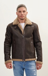 Chaqueta de cuero de invierno de calle alta para hombre, Cuello de piel sólido personalizado, Material de moda, alta calidad, cálida para primavera y otoño - Product Image 4
