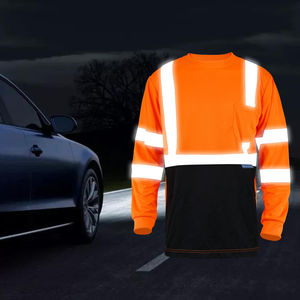 เสื้อแจ็กเก็ตสะท้อนแสงสำหรับผู้ชายเสื้อยืดนิรภัยแขนยาวสีส้มดำ - Product Image 5