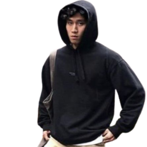 Pull à capuche et sweat-shirt pour hommes chaîne à épaules tombantes avec logo personnalisé uni lourd 100% coton lourd imprimé - Product Image 3