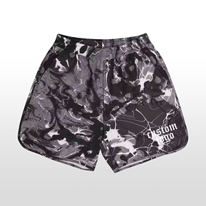 กางเกงขาสั้นตาข่ายพิมพ์ลายดิจิตอลขนาด 5 นิ้ว แบบขายส่ง สั่งทำได้ คุณภาพสูง ระบายอากาศดี เป็นมิตรกับสิ่งแวดล้อม แห้งเร็ว ทรงกลาง - Product Image 2