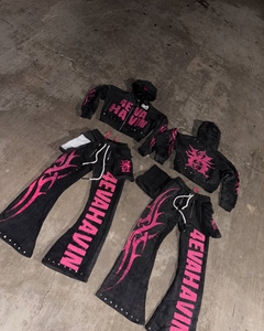 Chándal serigrafiado para hombre con logotipo personalizado estampado entrenamiento Jogging Street Wear Puff estampado chándal Sudadera con capucha y pantalón conjunto - Product Image 3