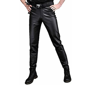 Pantalon en cuir noir respirant pour homme avec plusieurs poches Pantalon en cuir de vachette de conception personnalisée - Product Image 1