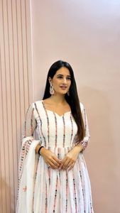 <b>Presenting</b> New Designer Faux Georgette Beautiful Sequence With Embroidery Gown and Side Embroidery Lace Border Dupatta - Product Image 2