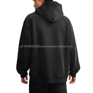 Sudadera con Capucha Extra Grande de Algodón Grueso con Estampado Vintage, Lavado Ácido, Personalizable con Logotipo, Estilo Casual - Product Image 2