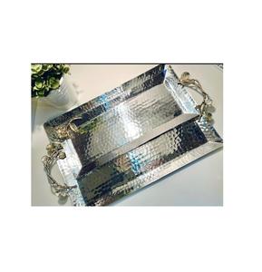 ถาดเครื่องเงินเสิร์ฟอาหารพร้อมที่จับดีไซน์สวยสำหรับใช้ในบ้านและเครื่องครัว - Product Image 1