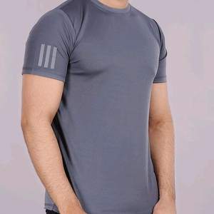 Camiseta Casual Elástica de Corte Regular para Hombre, Color Sólido, Manga Corta, 100% Algodón, Chifón, No Tejido, Modelo XF123 - Product Image 5