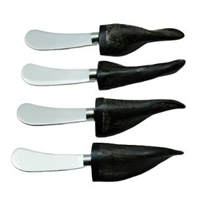 แตรสีดําโบราณทรงธรรมชาติพร้อมด้ามจับขัดเงาสูงและมีดเนยใบมีดสแตนเลสตั้งแนวคิดผลิตภัณฑ์ใหม่ปี 2024 - Product Image 1