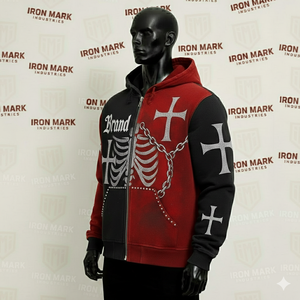 Sweat à capuche en coton 100% épais, coupe courte, délavé à l'acide, effet vieilli, avec broderie et strass, color block personnalisé, coupé-cousu, pour l'hiver - Product Image 4