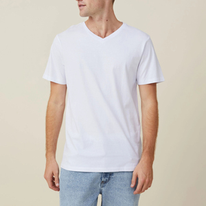 Camiseta con Cuello en V, Camiseta de Algodón Personalizada para Hombre, Camiseta de Moda de Manga Corta con Cuello Redondo de Alta Calidad, Logotipo Personalizado, Camiseta con Cuello en V Cómoda - Product Image 4