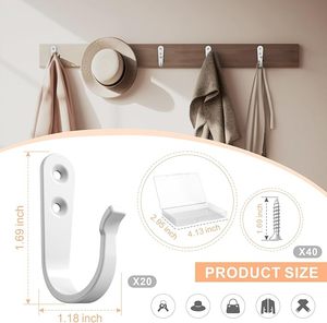 Crochets muraux à une broche robustes avec crochets à vis pour usage mural - Product Image 5
