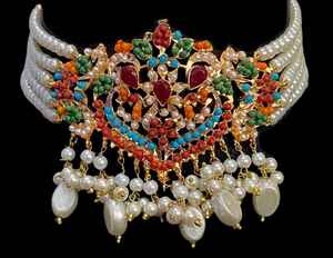 Bijoux de mariée traditionnels en acier inoxydable avec strass, vente en gros, avec collier multi-rangs, boucles d'oreilles, tikka, plaqué argent, fabrication - Product Image 4