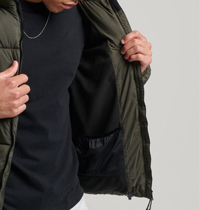 Veste matelassée pour homme, sur mesure, grande taille, hiver, fine, à capuche, rembourrage en duvet, logo sur le devant, décontractée, longueur standard, séchage rapide, respirante - Product Image 3