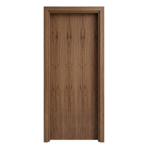 Puerta de Ingeniería Minimalista con Chapa de Nogal, Superficie sin Acabado, Color Marrón Natural, para Interiores de Oficina o Dormitorio - Product Image 1