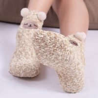 Guêtres chaudes pour femme à imprimé animal, en laine épaisse/élasthanne, douces et moelleuses, pour la maison, confortables pour l'hiver