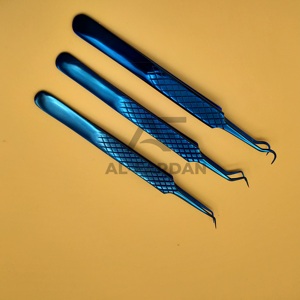 Wholesale Customizable 45 Degree Strong Hook Plasma Blue Solid Volume Stainless Steel <b>Eyelash</b> <b>Tweezers</b> with Custom Logo - Product Image 6