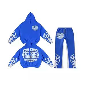 Trending Sport Design Sun Faded OEM Bordado Chándal hecho a medida Transpirable Único Puff Impreso Sudadera con capucha Conjunto de pantalón Traje de sudor - Product Image 4