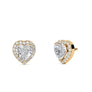 Pendientes de Diamante con Halo Simple, Diamante Cultivado en Laboratorio de 0.60 Ct en Platino, para Ocasiones Especiales y Fiestas - Product Image 1