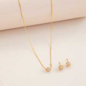 92.5 Silver Fine Jewelry Set with <b>Chain</b> and <b>Earrings</b> 191387 Featuring Emerald Cut Diamond Zircon Pearl for Parties and Gifts - Product Image 2