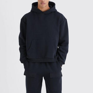 Conjunto de sudadera y pantalones de chándal en blanco personalizado 100% algodón French Terry Hoodie para hombre Oversized Boxy Fit Hoodies Chándales - Product Image 4