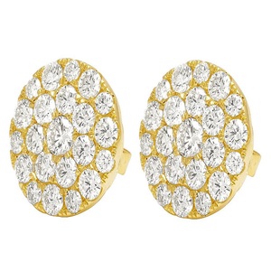 Boucles d'oreilles en diamant Moissanite rondes en argent sterling de forme ronde de grappe de fleurs Hip Hop pour femmes - Product Image 2