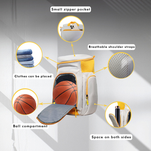 Sac à dos d'équipe de basketball souple avec port de charge USB, fermeture éclair, multifonctionnel, pour le sport, l'école, les voyages, SBBP-0066 - Product Image 4