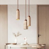 Lustre LED suspendu moderne Wabi Sabi à 3 têtes, en pierre naturelle jaune, E27, hauteur réglable, décoratif, pour la maison, forme carrée moyenne