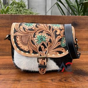 Bolso de Cuero Auténtico Hecho a Mano, Estilo Western, con Diseño Floral, para Mujer, Venta al Por Mayor, Novedad 2025 - Product Image 1