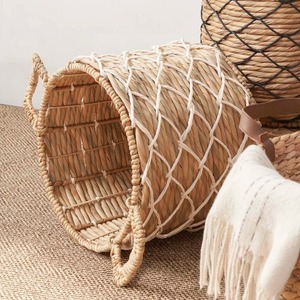 <b>Round</b> Water Hyacinth Woven <b>Basket</b> with Handles Handmade Storage <b>Basket</b> Wholesale eco-friendly Made in Vietnam - Product Image 5