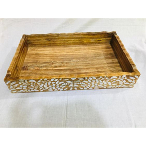 <b>Mother</b> of Pearl Inlay Serving Tray in Wood Custom Shape Elegant Tableware for Restaurants Hotels and Food Presentation - Product Image 3