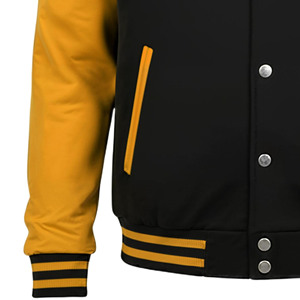 แจ็กเก็ตเบสบอลวิทยาลัยพลัสไซส์สำหรับผู้ชายแจ็กเก็ตทีมโรงเรียนแขนเสื้อหนังขนสัตว์ - Product Image 3