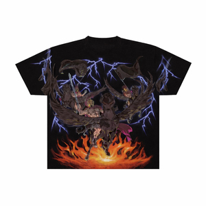 Camiseta personalizada con estampado gráfico para hombre, camiseta con diseño de fuego y rayos de Pegasus, guerrero de fantasía, color marrón - Product Image 4