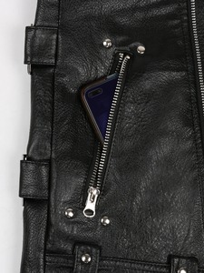 Chaqueta de manga larga con cremallera estilo Mauroicardi para hombre, chaqueta de cuero de motorista PU negro, moda de talla grande para primavera y otoño - Product Image 3