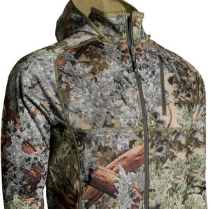 Mens Technical Outdoor <b>Camo</b> <b>Jacket</b> with Lichen Forest Print Full Zip Hooded Performance Top and Specialized Zippered Chest - Product Image 1