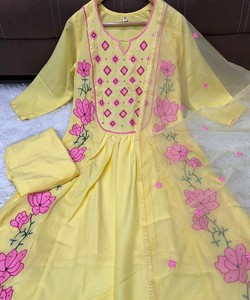ผ้าไหมพาราพาราพาราปักลายพื้นเสื้อใส่ทำงานสวมใส่สบายๆของ Dupatta - Product Image 5