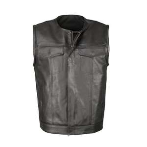 Gilet en cuir véritable de qualité supérieure pour homme, toile, hiver, confortable, professionnel, coupe-vent, respirant, col montant, bouton, OEM - Product Image 1