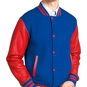 Veste universitaire pour homme sur mesure en gros, manches en cuir véritable, corps en laine, style lettreman brodé, chaude et légère - Product Image 3