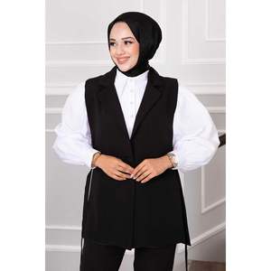 Hijab Gilet Ensemble 2 Pièces Noir - Product Image 1